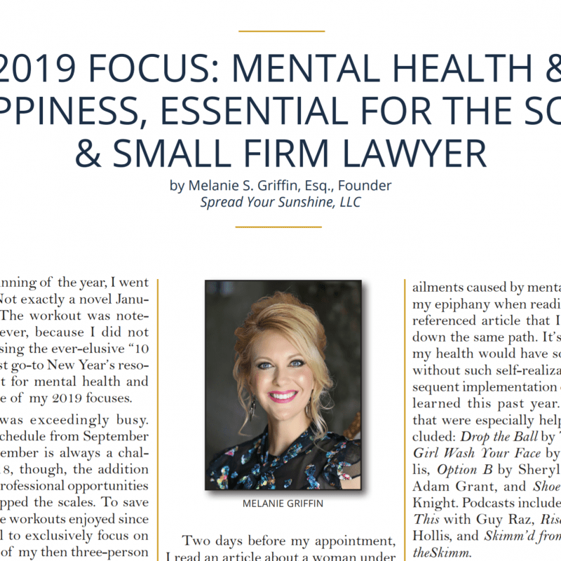 Mental Health and Happiness for Lawyers